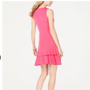 New with Tags Michael Kors Women's Pink Ruffle Tank Formal Dress Size M